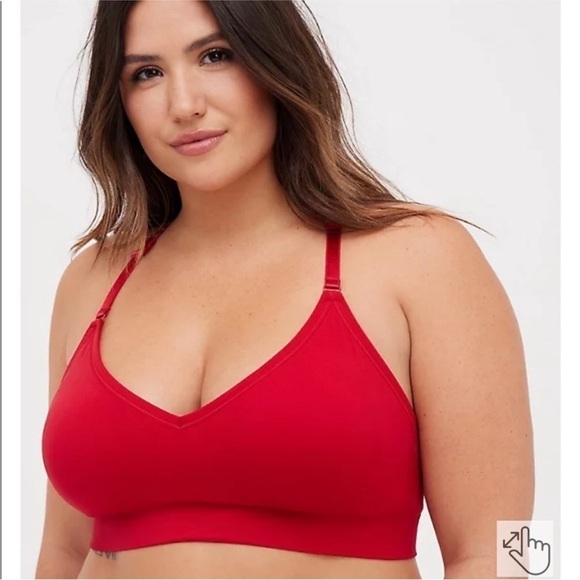 NWT Torrid Lightly Padded Lace Racerback Bralette Red Wireless 0X - Picture 2 of 5